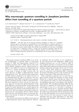 Why Macroscopic Quantum Tunnelling in Josephson Junctions Differs from Tunnelling of a Quantum Particle