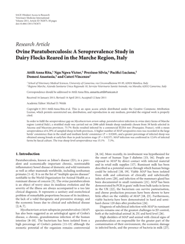 A Seroprevalence Study in Dairy Flocks Reared in the Marche Region, Italy