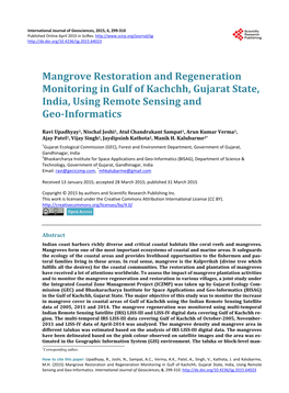 Mangrove Restoration and Regeneration Monitoring in Gulf of Kachchh, Gujarat State, India, Using Remote Sensing and Geo-Informatics
