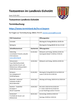 Testzentren Im Landkreis Eichstätt