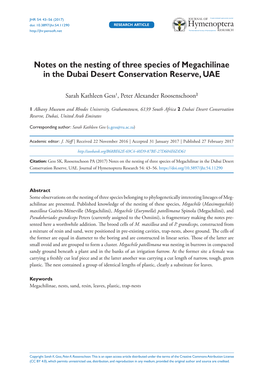 ﻿Notes on the Nesting of Three Species of Megachilinae in the Dubai Desert