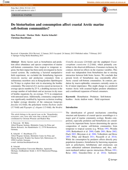 Do Bioturbation and Consumption Affect Coastal Arctic Marine Soft-Bottom Communities?