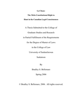 A Thesis Submitted to the College Of