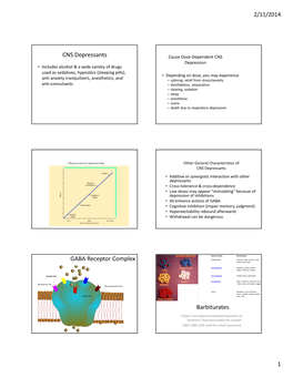 CNS Depressants GABA Receptor Complex Barbiturates