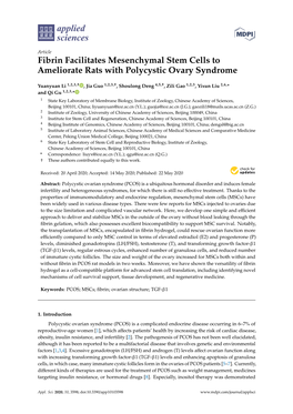 Fibrin Facilitates Mesenchymal Stem Cells to Ameliorate Rats with Polycystic Ovary Syndrome