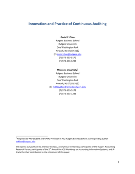 Innovation and Practice of Continuous Auditing