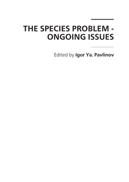 The Species Problem - Ongoing Issues