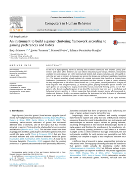 An Instrument to Build a Gamer Clustering Framework According to Gaming Preferences and Habits