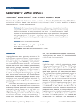 Epidemiology of Urethral Strictures