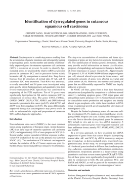 Identification of Dysregulated Genes in Cutaneous Squamous Cell Carcinoma