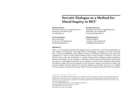 Socratic Dialogue As a Method for Moral Inquiry in HCI*