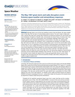 The May 1967 Great Storm and Radio Disruption Event: Extreme Space Weather and Extraordinary Responses