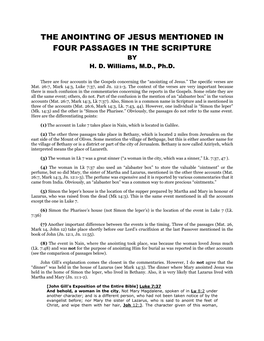 The Anointing of Jesus Mentioned in Four Passages in the Scripture by H