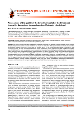 Assessment of the Quality of the Terrestrial Habitat of the Threatened Dragonﬂ Y, Sympetrum Depressiusculum (Odonata: Libellulidae)