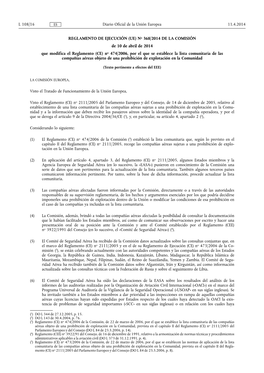REGLAMENTO DE EJECUCIÓN (UE) No 368/•2014 DE LA COMISIÓN