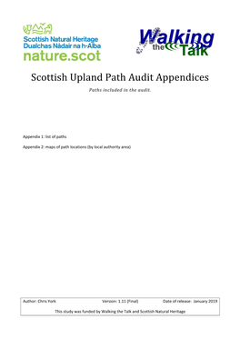 Scottish Upland Path Audit Appendices Paths Included in the Audit