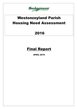 Westonzoyland Parish Housing Need Assessment 2016 Final Report