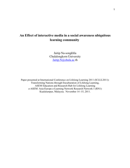 An Effect of Interactive Media in a Social Awareness Ubiquitous Learning Community