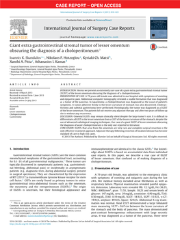 Giant Extra Gastrointestinal Stromal Tumor of Lesser Omentum Obscuring