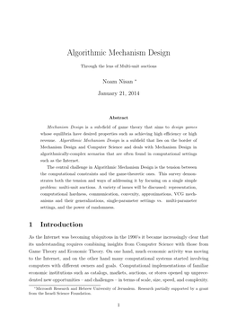 Algorithmic Mechanism Design