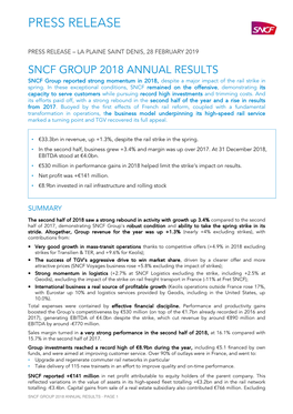 PR SNCF Group FY2018 Results.03.02.2019