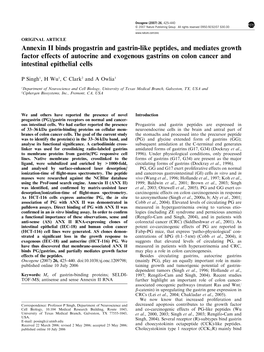 Annexin II Binds Progastrin and Gastrin-Like Peptides, and Mediates Growth