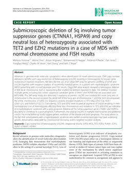 Submicroscopic Deletion of 5Q Involving Tumor Suppressor Genes