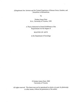 (1L)Legitimate Sex: Intersex and the Textual Regulation of Human Sexes, Genders, and Sexualities in Biomedicine