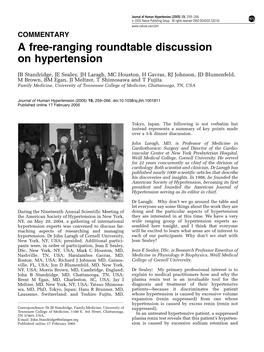 A Free-Ranging Roundtable Discussion on Hypertension