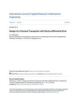 Design of a Personal Transporter with Electro-Differential Drive