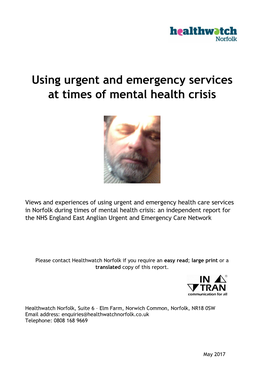Using Urgent and Emergency Services at Times of Mental Health Crisis