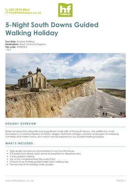 5-Night South Downs Guided Walking Holiday