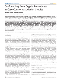 Confounding from Cryptic Relatedness in Case-Control Association Studies