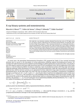 Physica a X-Ray Binary Systems and Nonextensivity