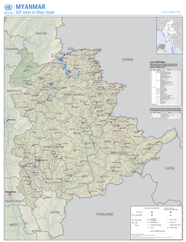 IDP Sites in Shan State As of 31 March 2020