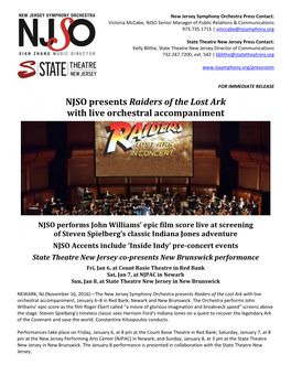 NJSO Presents Raiders of the Lost Ark with Live Orchestral Accompaniment