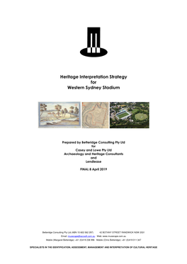 Heritage Interpretation Strategy for Western Sydney Stadium