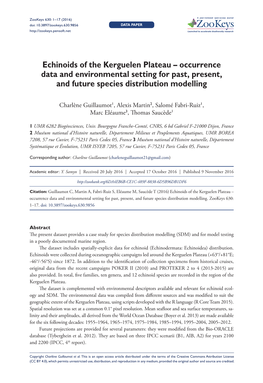 Echinoids of the Kerguelen Plateau – Occurrence Data and Environmental Setting for Past, Present, and Future Species Distribution Modelling