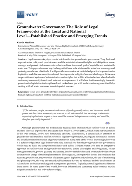 Groundwater Governance: the Role of Legal Frameworks at the Local and National Level—Established Practice and Emerging Trends