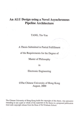 An ALU Design Using a Novel Asynchronous Pipeline Architecture