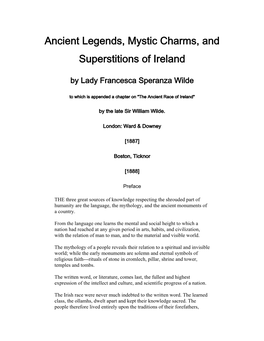 Ancient Legends, Mystic Charms, and Superstitions of Ireland