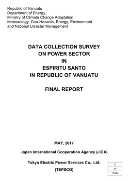 Data Collection Survey on Power Sector in Espiritu Santo in Republic of Vanuatu