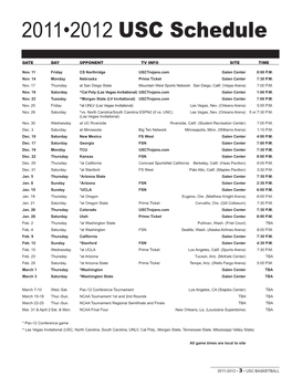 2011•2012 USC Schedule