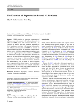 The Evolution of Reproduction-Related NLRP Genes