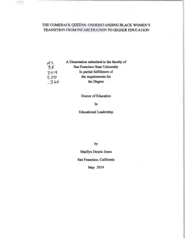 The Comeback Queens: Understanding Black Women’S Transition from Incarceration to Higher Education