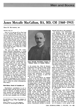 James Metcalfe Maccallum, BA, MD, CM (186Q-1943)