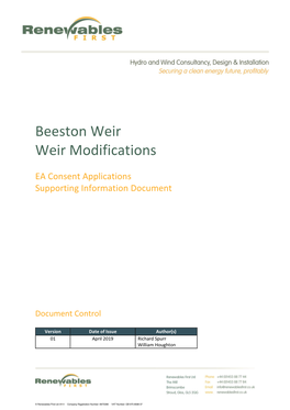 Beeston Weir Weir Modifications