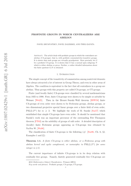 Arxiv:1807.02429V1 [Math.GR] 6 Jul 2018 Eiulyfe Rus Aey Ntl Eeae Eiulyfe CA Free Residually Generated ﬁnitely Namely, Groups