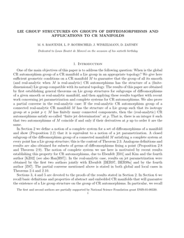 Lie Group Structures on Groups of Diffeomorphisms and Applications to Cr Manifolds