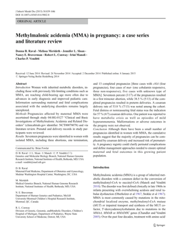 Methylmalonic Acidemia (MMA) in Pregnancy: a Case Series and Literature Review